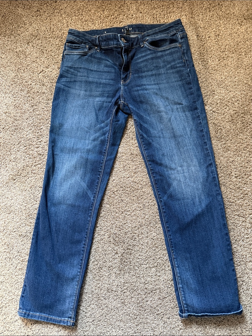 White House Black Black Market Crop Dark Blue Denim Jeans Sz 8